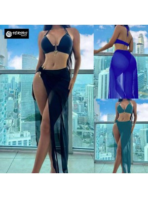 Costume Bagno con Gonna 3 Pezzi Bikini Copricostume Mare Donna Swimsuit 550175